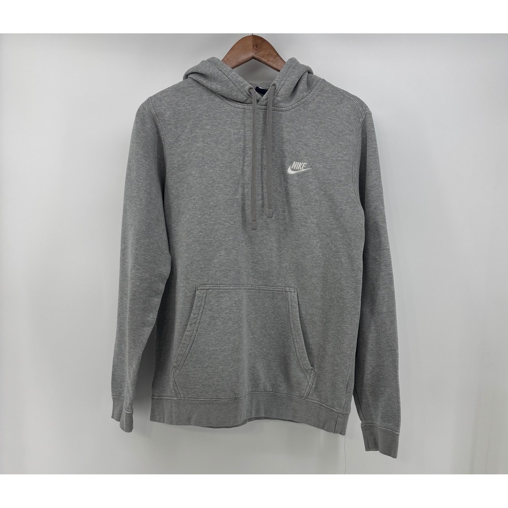 Nike Hoodie Men's Medium Gray Fleece Pullover Embroidered Logo
